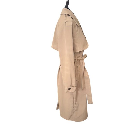 A New Day Womens S Beige Lined Trench Coat S Double-Breasted City Classic Money - Picture 4 of 13
